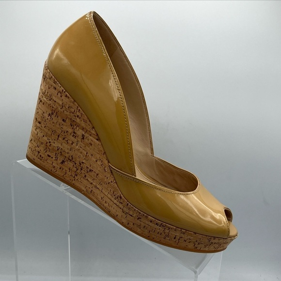 Via Spiga Women’s Size US 8 EU 38 Open Toe Cork Platform Wedge Patent Leather - Picture 2 of 14